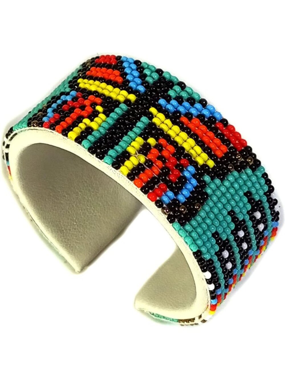 Handmade Tribal Beaded Cuff Bracelet | Geometric Seed Bead Jewelry | Boho Chic